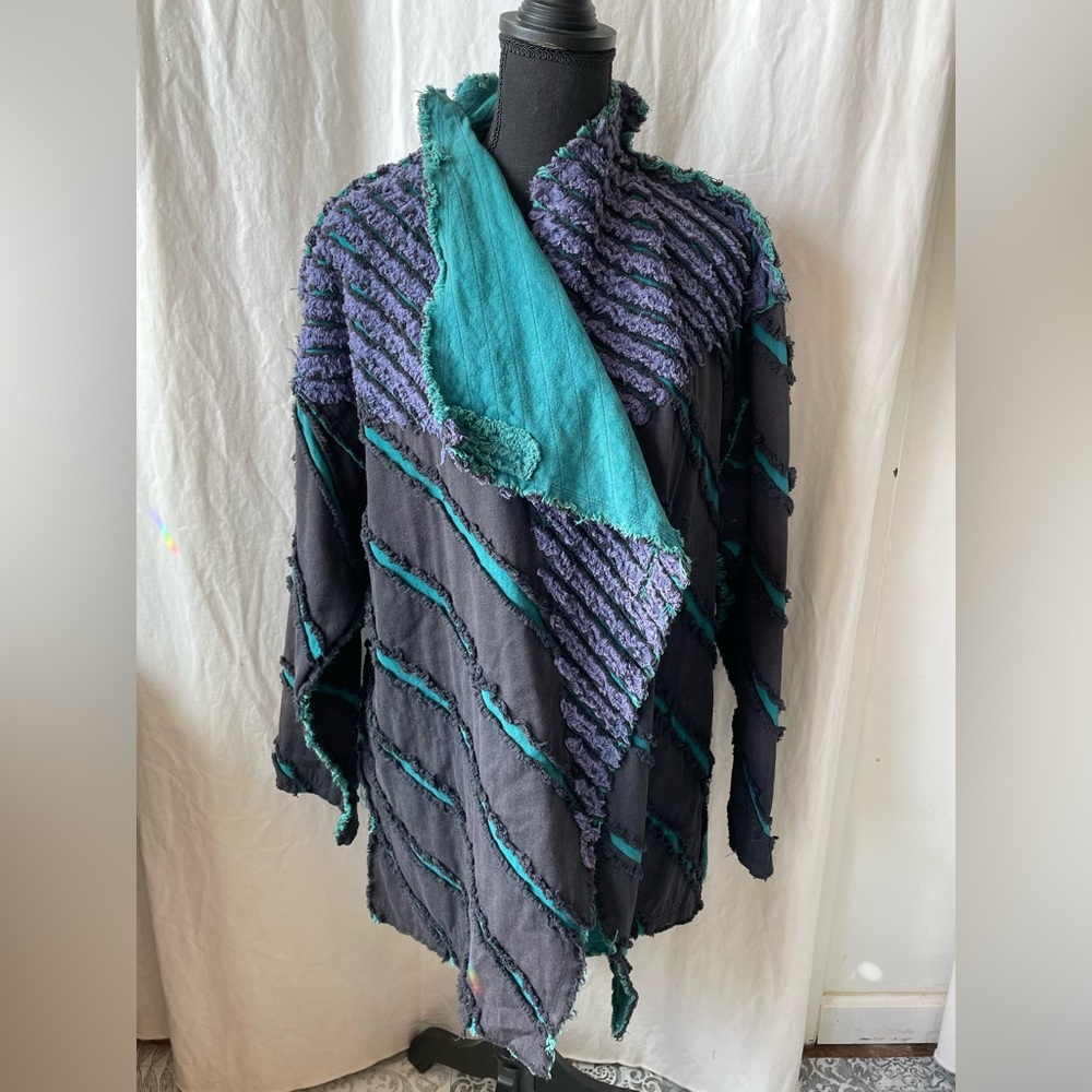 Tim Harding Art to Wear Blue Teal Cotton Twill Jacket